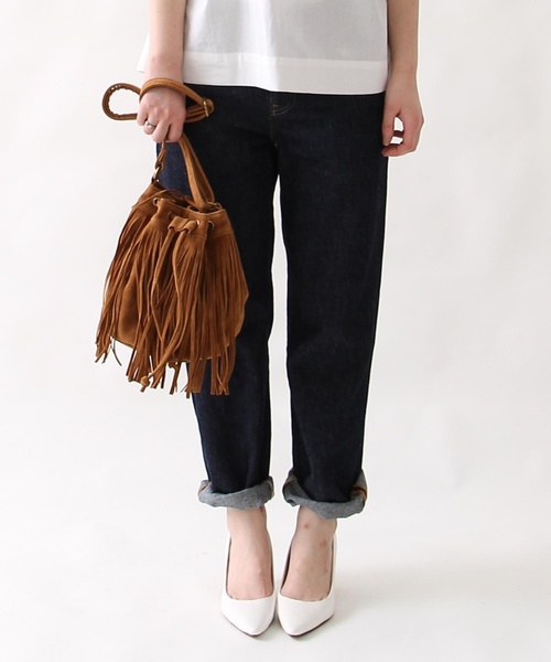 coen（コーエン）の「綿麻ボーイズデニムパンツ（デニムパンツ・レディース・ネイビー/コバルトブルー・SMALL/LARGE/MEDIUM）」の2枚目の写真