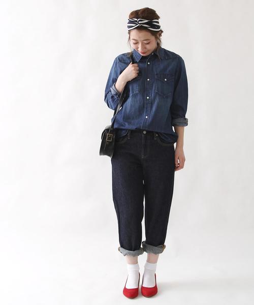 coen（コーエン）の「綿麻ボーイズデニムパンツ（デニムパンツ・レディース・ネイビー/コバルトブルー・SMALL/LARGE/MEDIUM）」の9枚目の写真