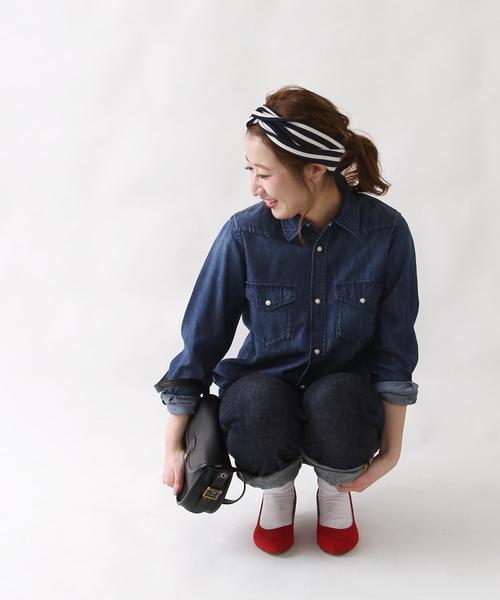 coen（コーエン）の「綿麻ボーイズデニムパンツ（デニムパンツ・レディース・ネイビー/コバルトブルー・SMALL/LARGE/MEDIUM）」の3枚目の写真