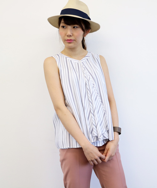 N.（N. Natural Beauty Basic）（エヌエヌナチュラルビューティーベーシック）の「ビエラブラウス（シャツ/ブラウス・レディース・ブルー/ホワイト/ホワイト系その他/ネイビー/オレンジ・MEDIUM）」の2枚目の写真