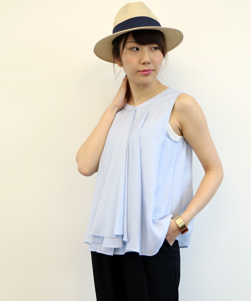 N.（N. Natural Beauty Basic）（エヌエヌナチュラルビューティーベーシック）の「ビエラブラウス（シャツ/ブラウス・レディース・ブルー/ホワイト/ホワイト系その他/ネイビー/オレンジ・MEDIUM）」の4枚目の写真