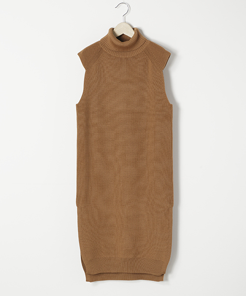 HELIOPOLE（エリオポール）の「畦編みオフタートルジレワンピース（ワンピース・レディース・キャメル/カーキ/ブルー/ネイビー・38）」の13枚目の写真