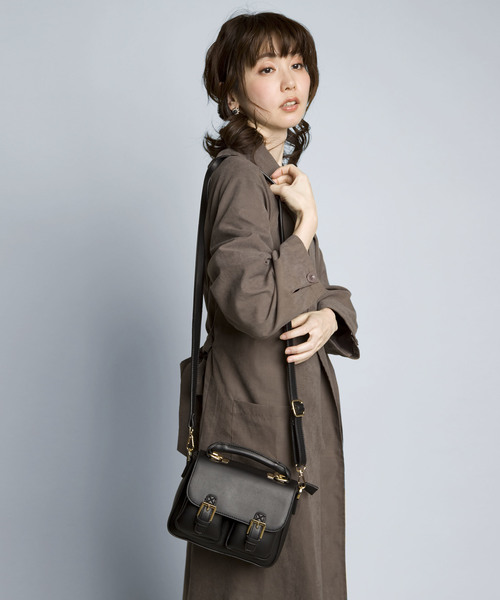 PLAIN CLOTHING（プレーンクロージング）の「フロントダブルポケットハンドバッグ/ショルダーバッグ【PLAIN CLOTHING】（ショルダーバッグ・レディース・ブラック/キャメル/グレー・FREE）」の19枚目の写真