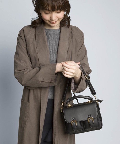 PLAIN CLOTHING（プレーンクロージング）の「フロントダブルポケットハンドバッグ/ショルダーバッグ【PLAIN CLOTHING】（ショルダーバッグ・レディース・ブラック/キャメル/グレー・FREE）」の20枚目の写真