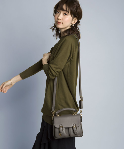 PLAIN CLOTHING（プレーンクロージング）の「フロントダブルポケットハンドバッグ/ショルダーバッグ【PLAIN CLOTHING】（ショルダーバッグ・レディース・ブラック/キャメル/グレー・FREE）」の22枚目の写真