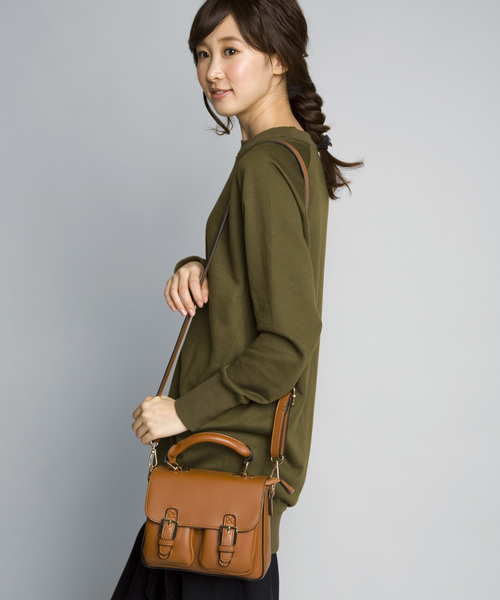 PLAIN CLOTHING（プレーンクロージング）の「フロントダブルポケットハンドバッグ/ショルダーバッグ【PLAIN CLOTHING】（ショルダーバッグ・レディース・ブラック/キャメル/グレー・FREE）」の17枚目の写真