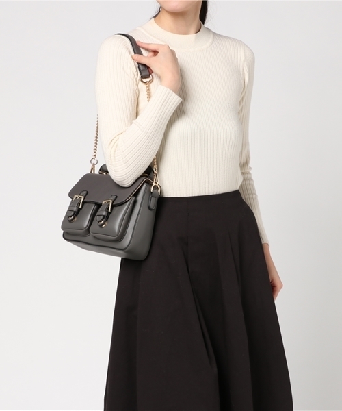 PLAIN CLOTHING（プレーンクロージング）の「フロントダブルポケットハンドバッグ/ショルダーバッグ【PLAIN CLOTHING】（ショルダーバッグ・レディース・ブラック/キャメル/グレー・FREE）」の7枚目の写真