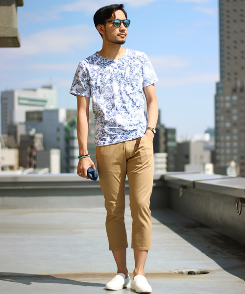 ESSENTIAL GARMENT MEN'S BIGI（エッセンシャルガーメントメンズビギ）の「クルーネック リーフ柄　両面プリントＴシャツ/ポケットＴ（Tシャツ/カットソー・メンズ・カーキ/ネイビー・L/M/S）」の9枚目の写真