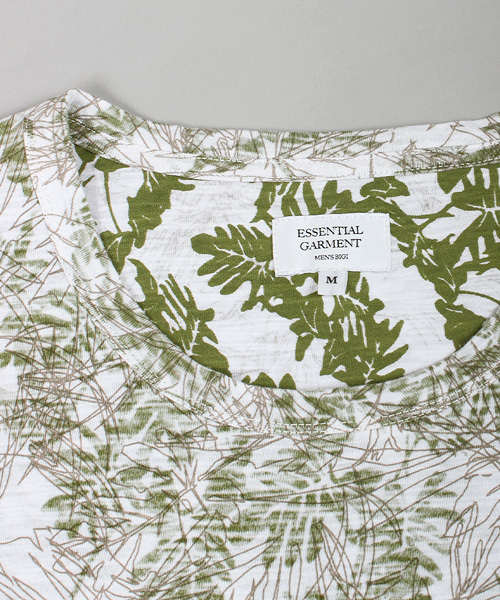 ESSENTIAL GARMENT MEN'S BIGI（エッセンシャルガーメントメンズビギ）の「クルーネック リーフ柄　両面プリントＴシャツ/ポケットＴ（Tシャツ/カットソー・メンズ・カーキ/ネイビー・L/M/S）」の10枚目の写真