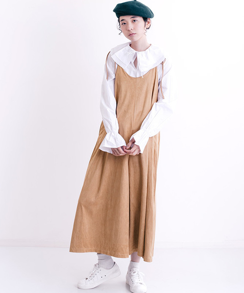 MERLOT（メルロー）の「肩リボンサロペットワイドパンツ1202（サロペット/オーバーオール・レディース・ブラック/パープル/ブルーグレー/キャメル・FREE）」の4枚目の写真