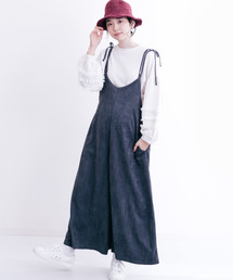 MERLOT | 肩リボンサロペットワイドパンツ1202(サロペット/オーバーオール)