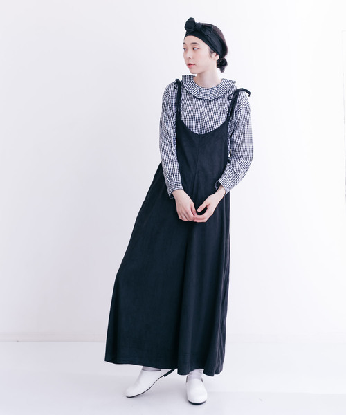 MERLOT（メルロー）の「肩リボンサロペットワイドパンツ1202（サロペット/オーバーオール・レディース・ブラック/パープル/ブルーグレー/キャメル・FREE）」の14枚目の写真
