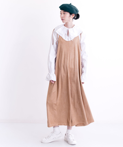 MERLOT（メルロー）の「肩リボンサロペットワイドパンツ1202（サロペット/オーバーオール・レディース・ブラック/パープル/ブルーグレー/キャメル・FREE）」の16枚目の写真