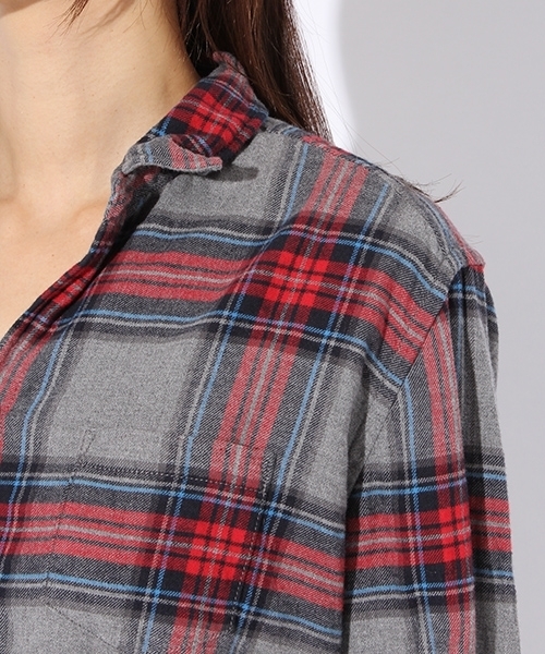 niko and...（ニコアンド）の「20ふんわりネルチェックシャツ（シャツ/ブラウス・レディース・グレー/ネイビー/イエロー/レッド・MEDIUM/LARGE/SMALL）」の16枚目の写真
