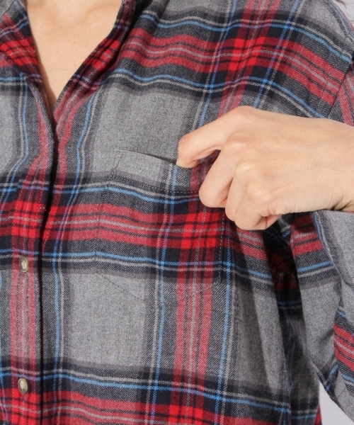 niko and...（ニコアンド）の「20ふんわりネルチェックシャツ（シャツ/ブラウス・レディース・グレー/ネイビー/イエロー/レッド・MEDIUM/LARGE/SMALL）」の17枚目の写真