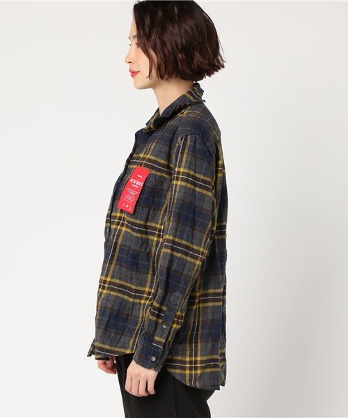 niko and...（ニコアンド）の「20ふんわりネルチェックシャツ（シャツ/ブラウス・レディース・グレー/ネイビー/イエロー/レッド・MEDIUM/LARGE/SMALL）」の7枚目の写真