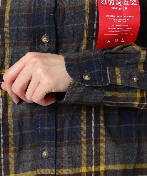 niko and...（ニコアンド）の「20ふんわりネルチェックシャツ（シャツ/ブラウス・レディース・グレー/ネイビー/イエロー/レッド・MEDIUM/LARGE/SMALL）」の8枚目の写真