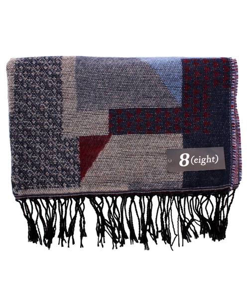 ８(eight)（エイト）の「幾何学柄 ロングマフラー ストール（マフラー・メンズ・ブラック/ブルー/ネイビー・FREE）」の11枚目の写真