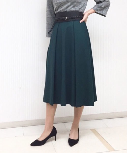 22 OCTOBRE（ヴァンドゥ－オクトーブル）の「ハイカウントフラノフレアスカート（スカート・レディース・グレー/ブルー/グリーン・38）」の2枚目の写真