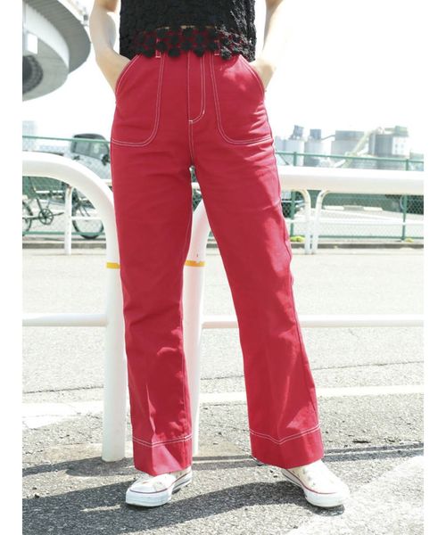 jouetie（ジュエティ）の「カラーステッチパンツ（その他パンツ・レディース・ブラック/グリーン/アイボリー/ピンク/レッド/ブラウン/パープル・MEDIUM）」の7枚目の写真