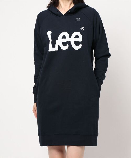 Lee（リー）の「【Lee】ロゴスウェットパーカーワンピース（スウェット・レディース・ブラック/グレー/ピンク/ネイビー/オフホワイト・MEDIUM/LARGE/M/L）」の5枚目の写真