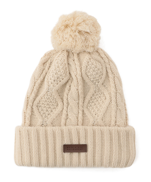 MACKINTOSH PHILOSOPHY（ﾏｯｷﾝﾄｯｼｭ ﾌｨﾛｿﾌｨｰ）の「ケーブルリバーシブルニット帽（ニットキャップ/ビーニー・レディース・ブラック/グレー/オフホワイト・FREE）」の2枚目の写真