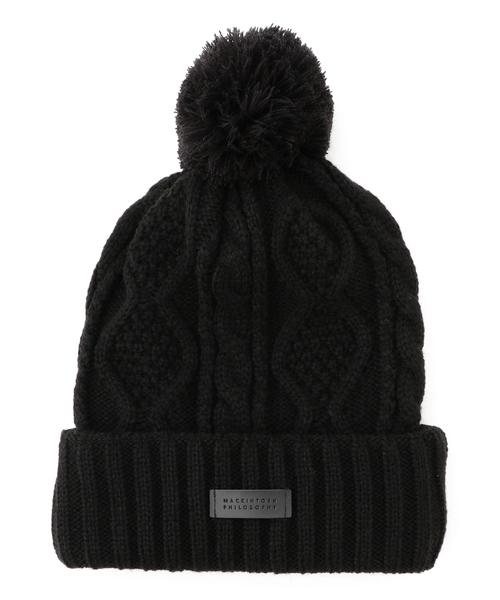 MACKINTOSH PHILOSOPHY（ﾏｯｷﾝﾄｯｼｭ ﾌｨﾛｿﾌｨｰ）の「ケーブルリバーシブルニット帽（ニットキャップ/ビーニー・レディース・ブラック/グレー/オフホワイト・FREE）」の3枚目の写真