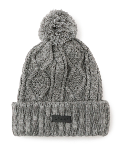 MACKINTOSH PHILOSOPHY（ﾏｯｷﾝﾄｯｼｭ ﾌｨﾛｿﾌｨｰ）の「ケーブルリバーシブルニット帽（ニットキャップ/ビーニー・レディース・ブラック/グレー/オフホワイト・FREE）」の10枚目の写真