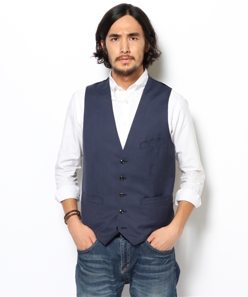 AMERICAN RAG CIE（アメリカンラグシー）の「AMERICAN RAG CIE シルク混ジレ 116-ATS-M131-VT501（ベスト・メンズ・ブラック/ブルー/グレー・2/1/3）」の3枚目の写真