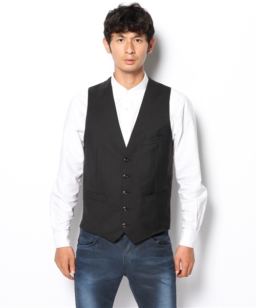 AMERICAN RAG CIE（アメリカンラグシー）の「AMERICAN RAG CIE シルク混ジレ 116-ATS-M131-VT501（ベスト・メンズ・ブラック/ブルー/グレー・2/1/3）」の4枚目の写真