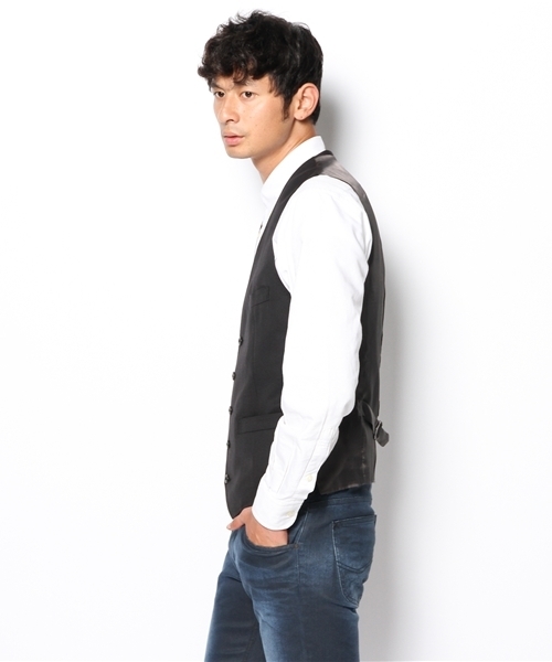 AMERICAN RAG CIE（アメリカンラグシー）の「AMERICAN RAG CIE シルク混ジレ 116-ATS-M131-VT501（ベスト・メンズ・ブラック/ブルー/グレー・2/1/3）」の5枚目の写真