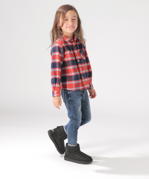 BAYFLOW（ベイフロー）の「[KIDS]キモウチェックシャツ（シャツ/ブラウス・キッズ・ベージュ/レッド/ブルー・SMALL/MEDIUM/LARGE/X-LARGE/XX-LARGE）」の4枚目の写真