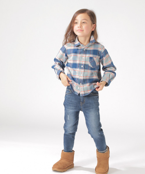BAYFLOW（ベイフロー）の「[KIDS]キモウチェックシャツ（シャツ/ブラウス・キッズ・ベージュ/レッド/ブルー・SMALL/MEDIUM/LARGE/X-LARGE/XX-LARGE）」の7枚目の写真
