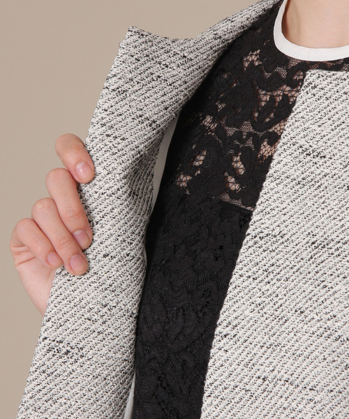 Tiara（ティアラ）の「ツイードぺプラムジャケット（ノーカラー
