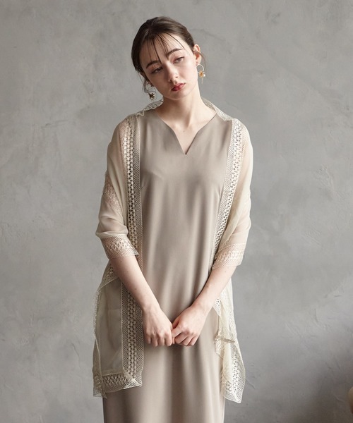 AIMER ショール シフォン×レース リバーシブルストール（ストール/ショール