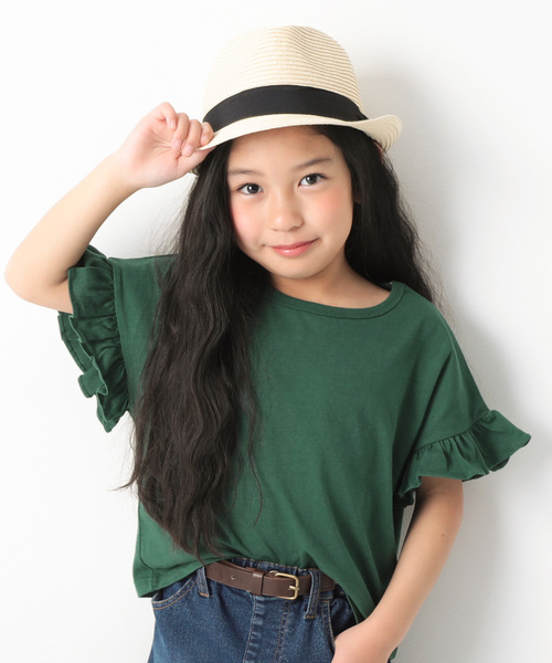 devirock（デビロック）の「フリルスリーブTシャツ（Tシャツ/カットソー・キッズ・ブラック/ネイビー/グレー系その他/オフホワイト/カーキ/グリーン系その他/イエロー/ラベンダー/ピンク系その他/レッド系その他・160cm/150cm/120cm/130cm/100cm/140cm/110cm）」の6枚目の写真