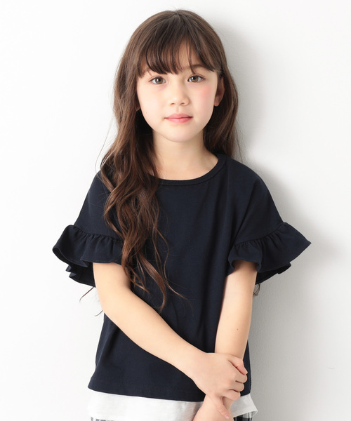 devirock（デビロック）の「フリルスリーブTシャツ（Tシャツ/カットソー・キッズ・ブラック/ネイビー/グレー系その他/オフホワイト/カーキ/グリーン系その他/イエロー/ラベンダー/ピンク系その他/レッド系その他・160cm/150cm/120cm/130cm/100cm/140cm/110cm）」の7枚目の写真