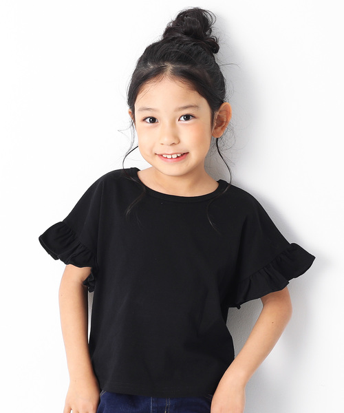 devirock（デビロック）の「フリルスリーブTシャツ（Tシャツ/カットソー・キッズ・ブラック/ネイビー/グレー系その他/オフホワイト/カーキ/グリーン系その他/イエロー/ラベンダー/ピンク系その他/レッド系その他・160cm/150cm/120cm/130cm/100cm/140cm/110cm）」の3枚目の写真