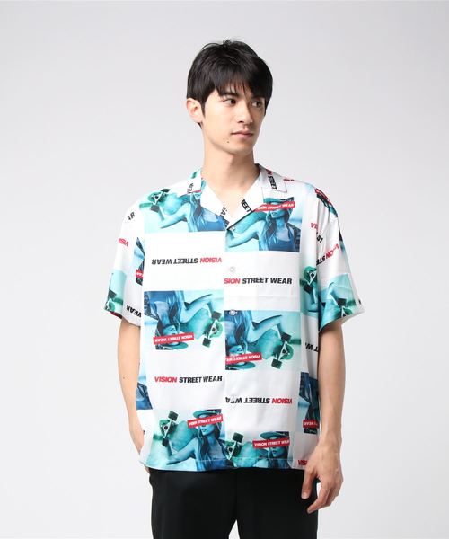 VISION STREET WEAR シャツ 半袖シャツ 総柄 アート 古着 古着屋