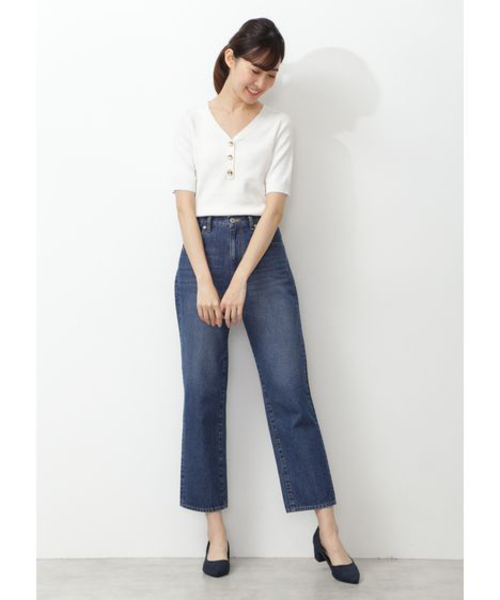 NATURAL BEAUTY BASIC（ナチュラルビューティーベーシック）の「[洗える]サマーコットンベーシックニット（ニット/セーター・レディース・ベージュ/ネイビー/オフホワイト/マジェンタ/ホワイト系その他/ダークブルー・MEDIUM）」の20枚目の写真