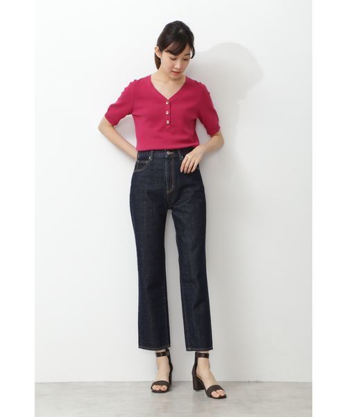 NATURAL BEAUTY BASIC（ナチュラルビューティーベーシック）の「[洗える]サマーコットンベーシックニット（ニット/セーター・レディース・ベージュ/ネイビー/オフホワイト/マジェンタ/ホワイト系その他/ダークブルー・MEDIUM）」の18枚目の写真