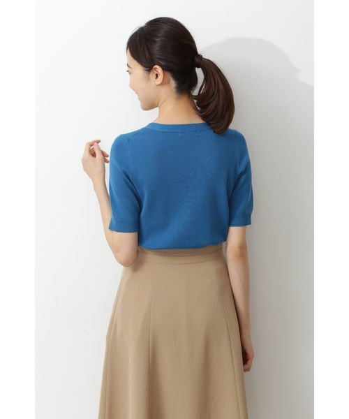 NATURAL BEAUTY BASIC（ナチュラルビューティーベーシック）の「[洗える]サマーコットンベーシックニット（ニット/セーター・レディース・ベージュ/ネイビー/オフホワイト/マジェンタ/ホワイト系その他/ダークブルー・MEDIUM）」の17枚目の写真