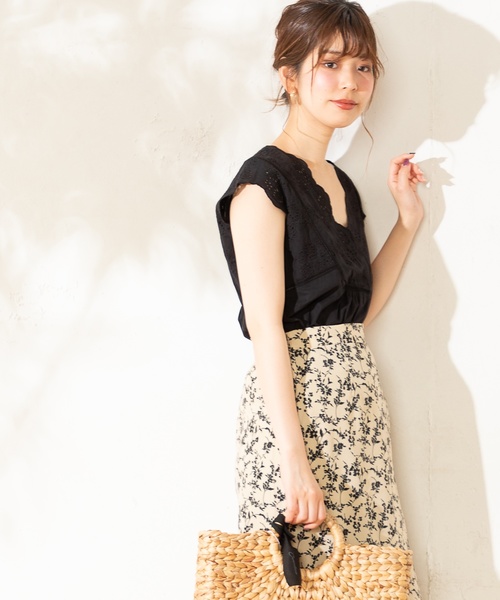 natural couture（ナチュラルクチュール）の「綿レースガーリーブラウス（Tシャツ/カットソー・レディース・ブラック/ベージュ/オフホワイト/オレンジ・FREE）」の9枚目の写真