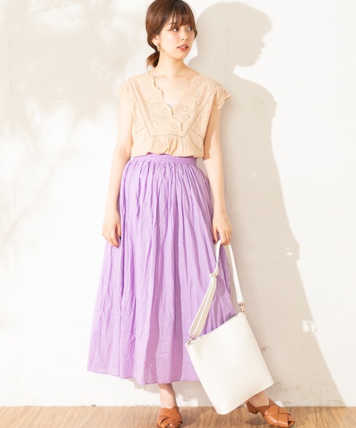 natural couture（ナチュラルクチュール）の「綿レースガーリーブラウス（Tシャツ/カットソー・レディース・ブラック/ベージュ/オフホワイト/オレンジ・FREE）」の11枚目の写真