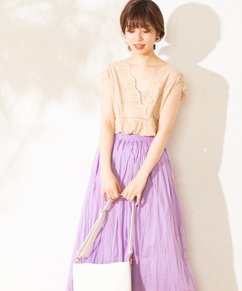 natural couture（ナチュラルクチュール）の「綿レースガーリーブラウス（Tシャツ/カットソー・レディース・ブラック/ベージュ/オフホワイト/オレンジ・FREE）」の12枚目の写真