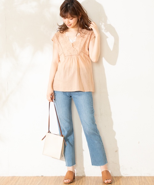 natural couture（ナチュラルクチュール）の「綿レースガーリーブラウス（Tシャツ/カットソー・レディース・ブラック/ベージュ/オフホワイト/オレンジ・FREE）」の14枚目の写真