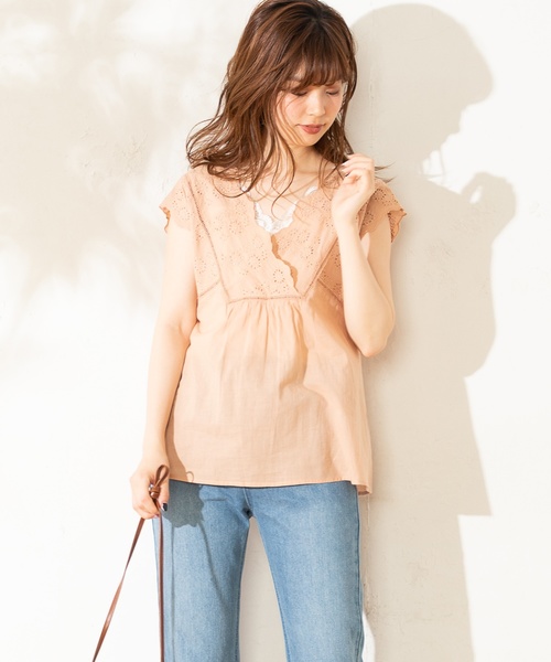 natural couture（ナチュラルクチュール）の「綿レースガーリーブラウス（Tシャツ/カットソー・レディース・ブラック/ベージュ/オフホワイト/オレンジ・FREE）」の15枚目の写真