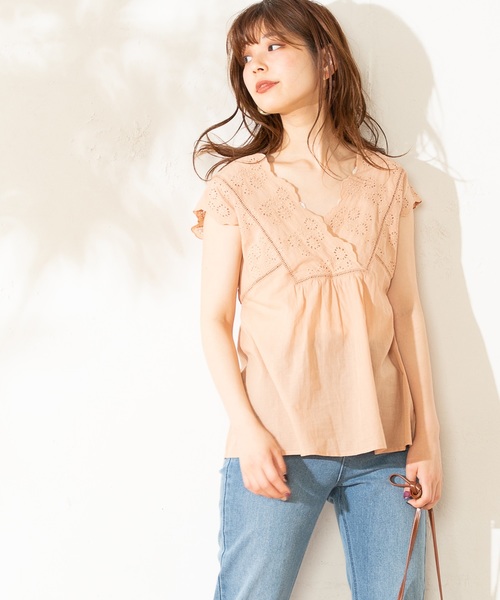 natural couture（ナチュラルクチュール）の「綿レースガーリーブラウス（Tシャツ/カットソー・レディース・ブラック/ベージュ/オフホワイト/オレンジ・FREE）」の16枚目の写真