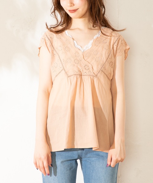 natural couture（ナチュラルクチュール）の「綿レースガーリーブラウス（Tシャツ/カットソー・レディース・ブラック/ベージュ/オフホワイト/オレンジ・FREE）」の17枚目の写真