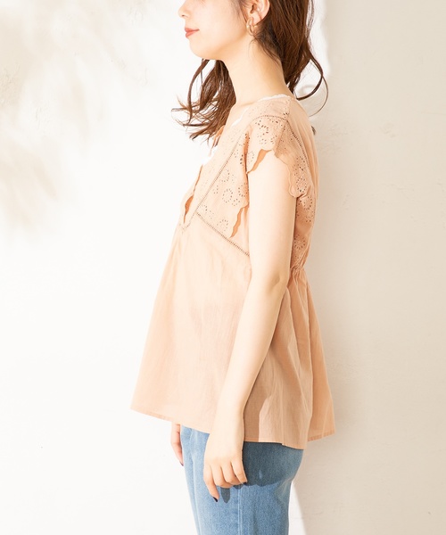 natural couture（ナチュラルクチュール）の「綿レースガーリーブラウス（Tシャツ/カットソー・レディース・ブラック/ベージュ/オフホワイト/オレンジ・FREE）」の18枚目の写真